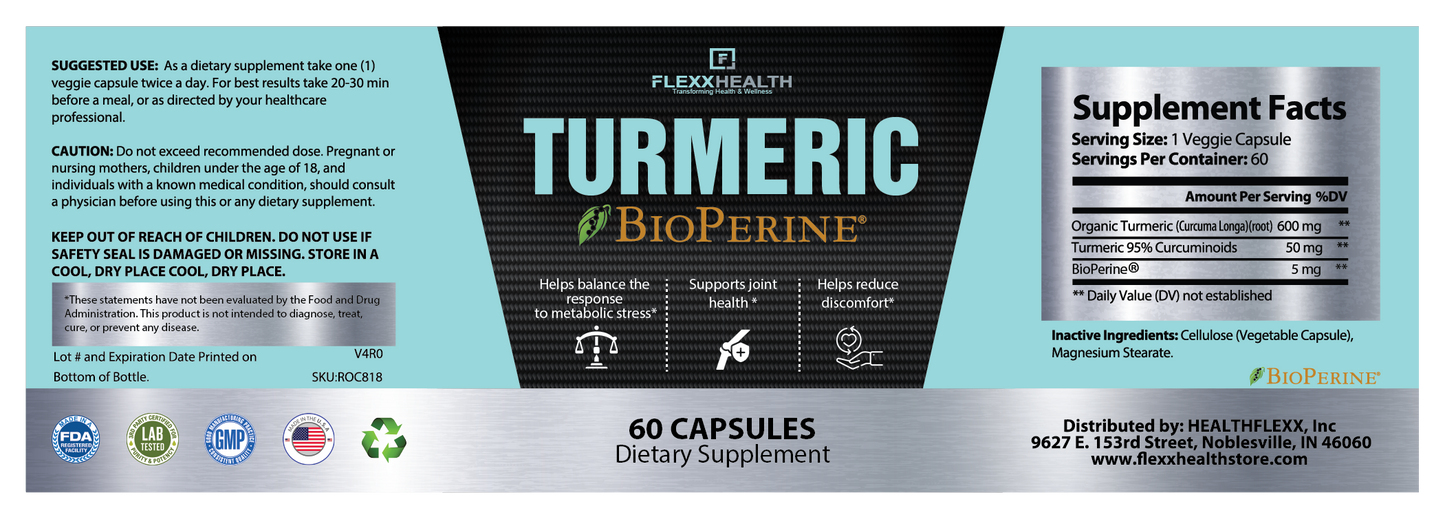 TURMERIC w/ BIO-PERINE 650mg by FLEXX HEALTH™