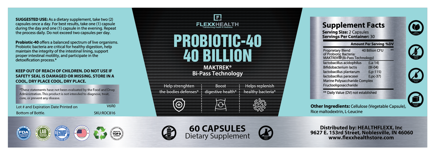 PROBIOTIC - 40 BILLION CFU by FLEXX HEALTH™